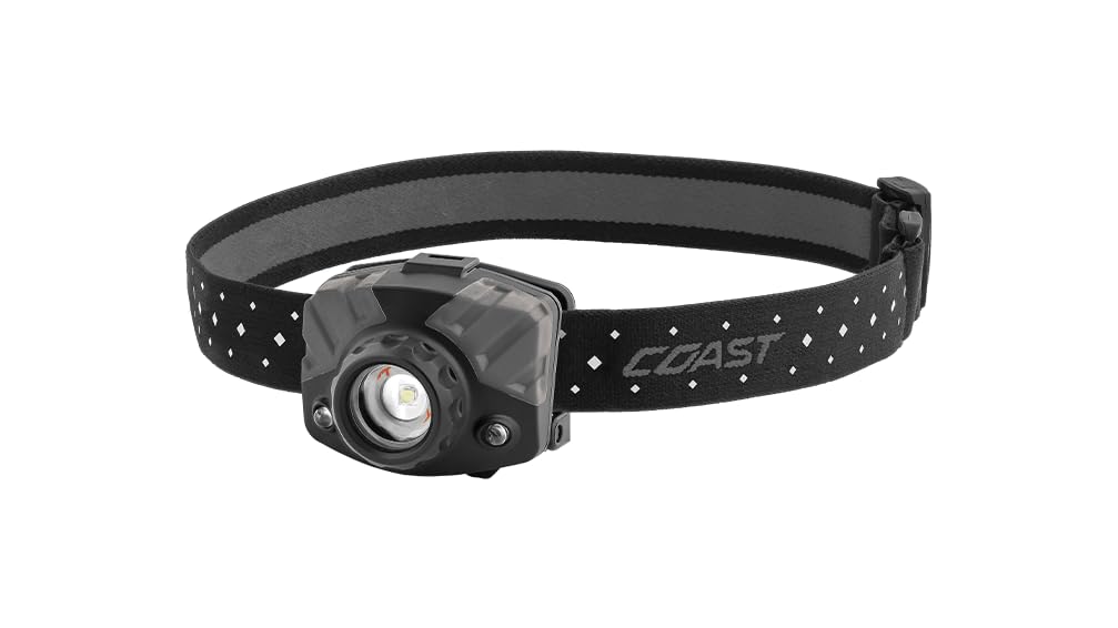 Coast FL68 415 Lumen Tri-Color LED Headlamp for Hiking and Camping, Easy to Use and Durable, Batteries and Hard Hat Clip