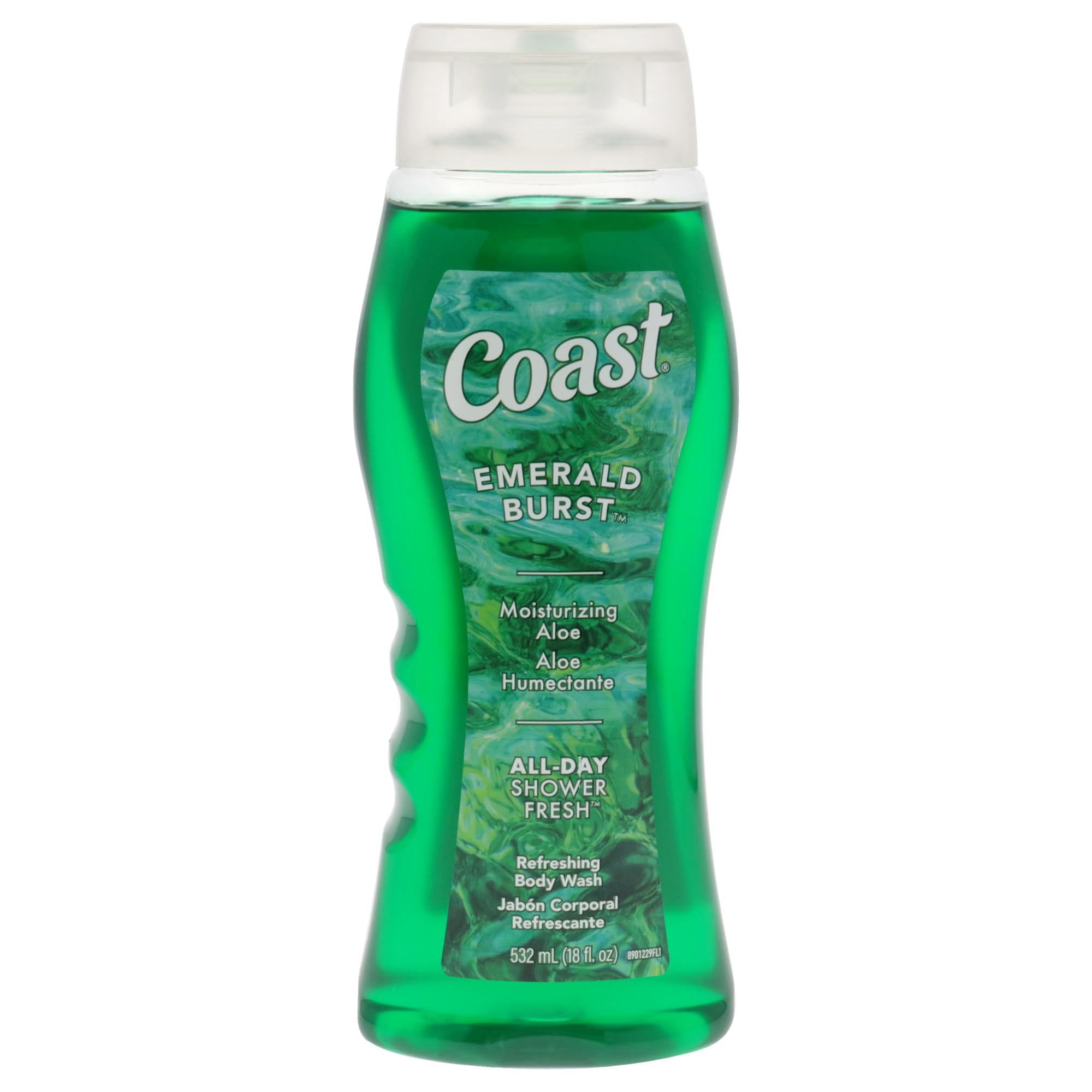 Coast Emerald Burst Hydrating Body Wash for Dry Skin - Moisturizing Aloe Formula - Fresh Scent - 18 oz