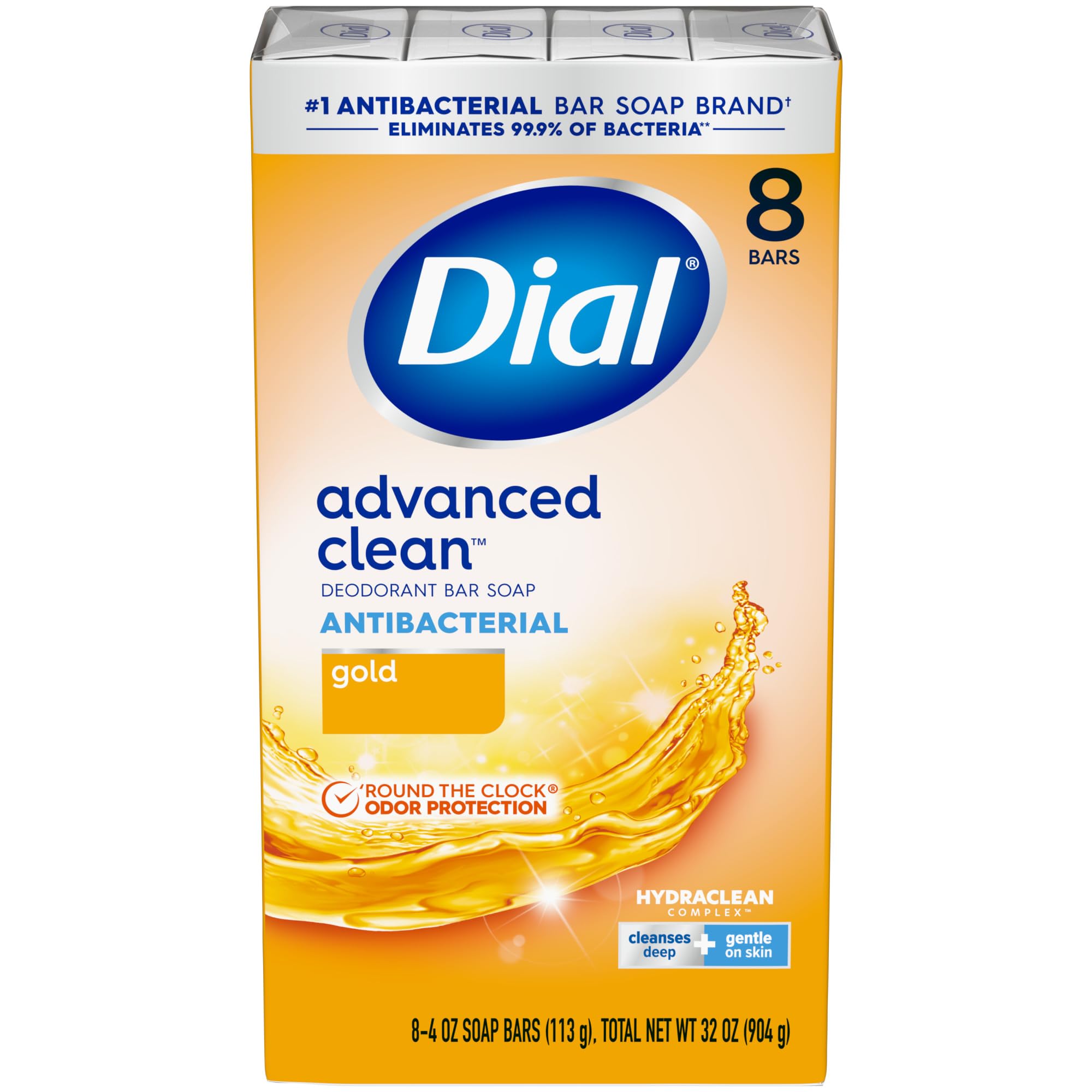 Dial Antibacterial Hand Soap Gold 32 Bars 8 Count Pack of 4 for Families and Health-Conscious Individuals During Outings