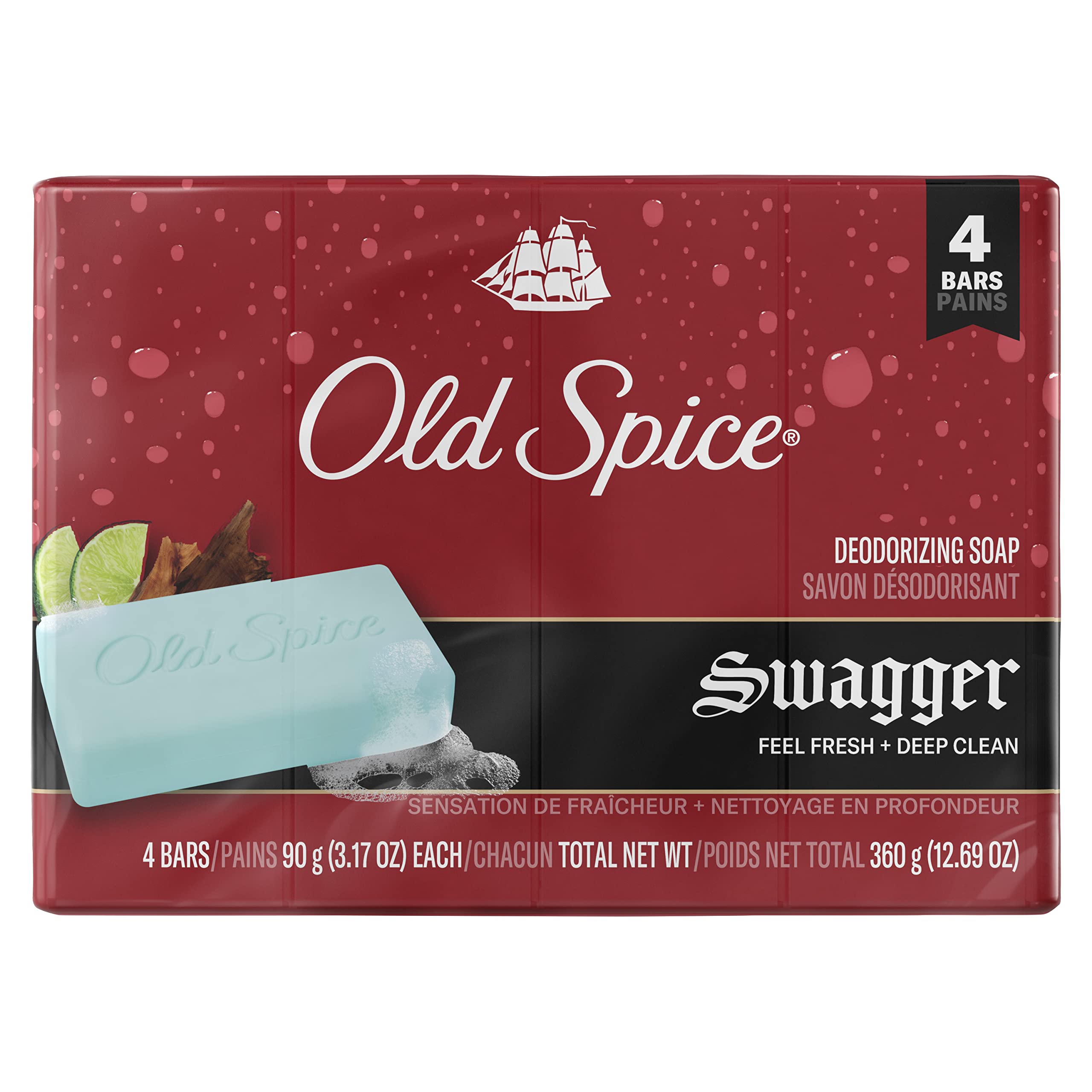 Old Spice Men's Extra Clean Bar Soap, 360g, 4 Bars - Fresh Scented Cleanser for Men
| Old Spice Bar Soap for Men: Extra